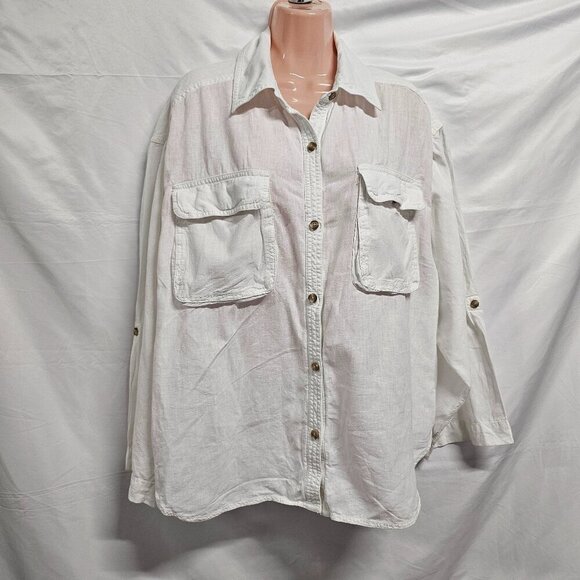Free People We The Free Made For Sun Linen Shirt Women Size M Almost White - Picture 5 of 15